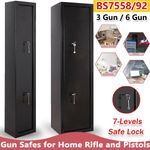 3/6 Gun Cabinet Grey Extra Wide And Deep BS7558/92 7 Lever Locks Police Approved