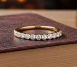 18ct Gold Half Eternity Ring on Solid Sterling Silver 925 Hallmark
