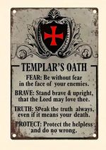 Knights Templar The Templars Oath Masonic Wall Art Metal Sign 20x30 cm