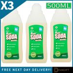 3 x DRI-PAK LIQUID SODA CRYSTALS GREASE & STAIN REMOVAL 500ML FRAGRANCE FREE NEW
