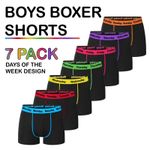 Boys 7 Pack Days of the Week Cotton Boxer Shorts Trunks Underwear  – Ages 5–13