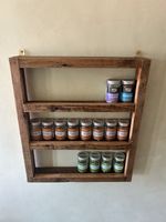 Rustic Handmade Herb And Spice Rack Shelf Wall Hanging Oak Stained Large Version