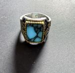 Genuine Turquoise Ring 925 Sterling Silver mushroom and cannabis design 