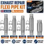 Exhaust Flexi Pipe 45/51/57/70mm Stainless Steel Repair Joint 200/250/300mm Kit