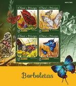 BUTTERFLIES Insects MNH Stamp Sheet #474 (2016 Sao Tome & Principe)