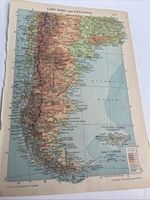 1950: Map Of Pacific Ocean Political & Cape Horn & Patagonia Physical CN #117