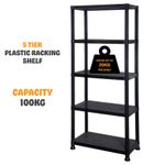 5 Tier Plastic Shelving Unit Storage Racking Shelves Home Garden Garage Shed