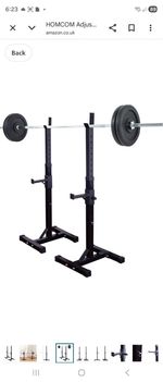 HOMCOM Power Rack Weight Stand Bar Barbell Squat Stand Spotter, for Home Workout