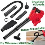 Brushless Dust Leaf Blower Vacuum for Milwaukee 18V Battery 6 Speeds Cordless