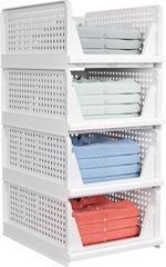 4 Pack Wardrobe Storage Organiser, Stackable & Foldable Better Boxes for Closet