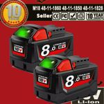 2X For Milwaukee M18 18V Extended Capacity Battery Lithium XC 8.0 AH 48-11-1860