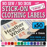 50 Washable Stick On Clothing Name Labels School Uniform Care Home Clothes