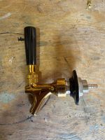 Gold Beer Tap Faucet with Black Handle and Threaded Shank and Hose Barb