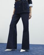 River Island Womens Wide Leg Jeans Blue Elasticated Waist Trousers Pants Bottoms