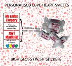 Personalised Love Heart Sweets Wedding Favours Just Married Mini Love Hearts