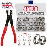 45PCS Stainless Steel Single Ear Hose Clamps Fuel Pipe O Clip Set 7-23.5mm UK