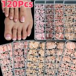 120PCS Press On Toe Nails Fake Toenails Full Cover Gel Nail Tips DIY Set