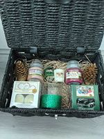 Yankee Candle Christmas Gift Basket Hamper with Candles & Tealights Black Wicker