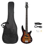 Electric Bass Guitar Set Full Size 4 String Right Handed with Bass Bag  Sunset