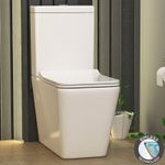 Elena Close Coupled Square Rimless WC Toilet Bathroom Soft Close Seat, Cistern
