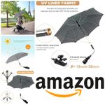 Pram Stroller Pushchair Parasol 50+ UV 73cm Buggy Umbrella Adjustable Clamp