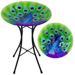 Garden Bird Bath Peacock Design Free Standing Bird Feeder Garden Decoration
