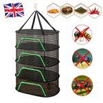 4 Layers Drying Rack Herb Hanging Net Dryer Folding Bag Mesh Hydroponic Plant UK