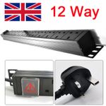 12 Way 1U Vertical Rack Mount PDU With Surge Protection Protected UK Plug