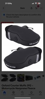 Oxford Courier Muffs 392 – Motorcycle Neoprene Fleece Thermal Hand Covers