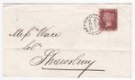 1859 QV FINE 1d PENNY RED STAMP ON COVER STAFFORD SIDEWAYS DUPLEX TO SHREWSBURY
