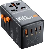 140W Universal Travel Adapter with 3 USB C & 1 USB A Charging Ports Type C/G/A/I