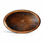 Antique Hammered Copper Oval Tray GW Monogram Rustic Serving Platter Arts Crafts