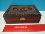 Vintage Faux Wood Bakelite type plastic box. Good condition. Needs new liner.