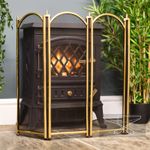 Deluxe Dynasty Four Fold Fire Screen in Polished Brass
