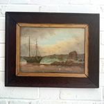 Victorian Marine Oil Painting Canvas Ship Female Artist Annie Prout Dated 1891