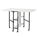 Sewing Online Quilting/Fabric Cutting Table, White with Black Legs and Wheels