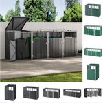 Large Double Triple Quad Single Wheelie Bin Storage Metal Dustbin Shed with Door