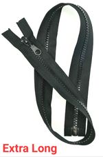 EXTRA LONG Black Chunky Plastic Zips No5  Open Ended Sizes  26 Inch to 80 Inch