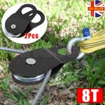 2x Heavy Duty Winch Snatch Block Pulley Off Road 4x4 Recovery 8T Ton Tonne BLACK
