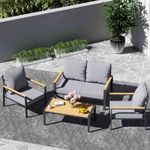 4-Seater Garden Furniture Set Single Double Sofas With Matched Coffee Table Grey