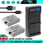2x 1.8AH LP-E8 Battery & Dual Charger For Canon EOS 550D 600D 650D 700 Rebel T4i