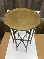 Beautiful Antique Oriental Brass Tray Table Foldable.