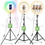 12" 14" Ring Light with Tripod Stand & Phone Holder Selfie Ring Light Live Video