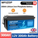 12V 300AH Lithium Iron Phosphate Battery LiFePO4 Deep Cycle Rechargeable Camping
