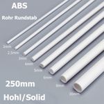 1mm to 6mm ABS Plastic Tube Hollow/Solid Round Rod Model Craft DIY Length 250mm