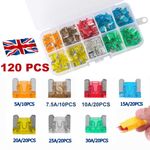 120Pcs Car Auto Low Profile Micro Blade Mini 5A-30A Fuse Assortment Kit 12V/24V