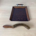 Vintage Wooden Crumb Tray and Brush Set