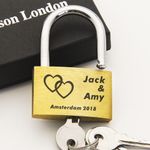 Personalised Love Lock Engraved Padlock Wedding Anniversary Travel Gift Boxed