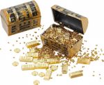 2-Set Mini Treasure Chest with Faux Gold Bars and 3.8 x 2.7 x 2.3 cm,