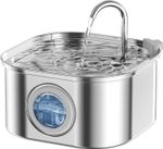 3.2L Stainless Steel Pet Water Fountain, W/Super Quiet Transparent Window Design
